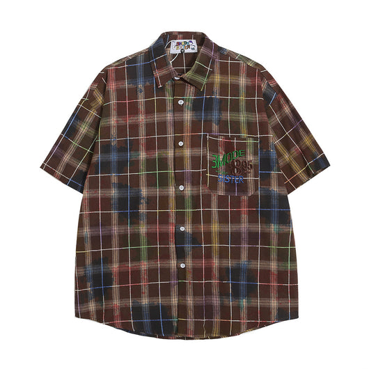 Camisa Manga Corta Tie Dye Cuadros para Hombre - Image 19