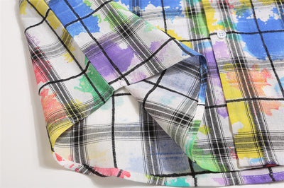 Camisa Manga Corta Tie Dye Cuadros para Hombre - Image 20
