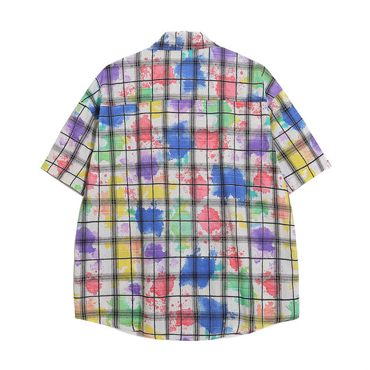 Camisa Manga Corta Tie Dye Cuadros para Hombre - Image 28