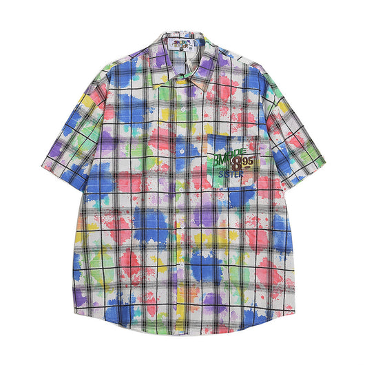 Camisa Manga Corta Tie Dye Cuadros para Hombre - Image 29