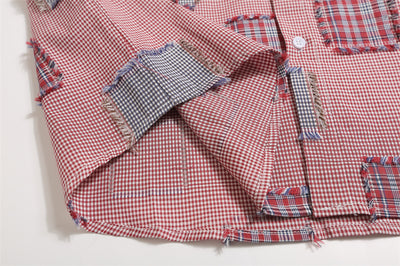 Camisa de Cuadros con Parches Desgastados para Hombre - Image 19