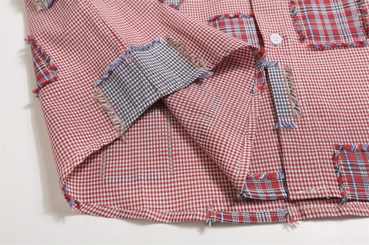 Camisa de Cuadros con Parches Desgastados para Hombre - Image 19
