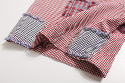 Camisa de Cuadros con Parches Desgastados para Hombre - Image 24