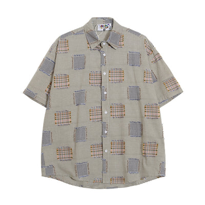 Camisa de Cuadros con Parches Desgastados para Hombre - Image 25