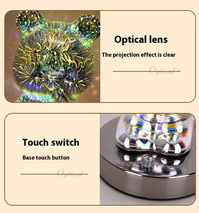 Lámpara LED 3D Fuegos Artificiales Multicolor con Osito USB para Mesita de Noche - Image 35