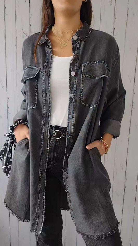 Camisa Chaqueta Casual de Tela Tipo Denim - Image 15
