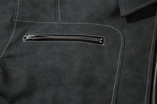 Chaqueta de Cuero PU Punk Desgastada para Hombre - Image 25