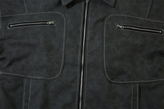 Chaqueta de Cuero PU Punk Desgastada para Hombre - Image 28
