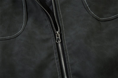 Chaqueta de Cuero PU Punk Desgastada para Hombre - Image 36