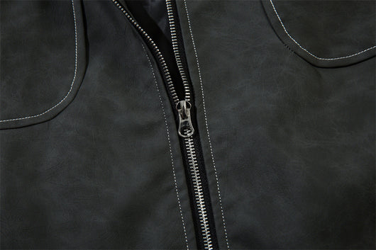 Chaqueta de Cuero PU Punk Desgastada para Hombre - Image 36