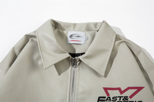 Chaqueta de Cuero PU Estilo Europeo Americano con Estampado Automotriz - Image 26