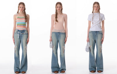 Jeans Rectos de Talle Alto con Detalle de Moño - Image 32