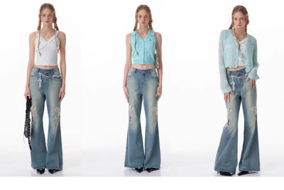Jeans Rectos de Talle Alto con Detalle de Moño - Image 33