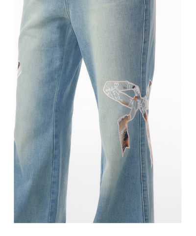 Jeans Rectos de Talle Alto con Detalle de Moño - Image 37
