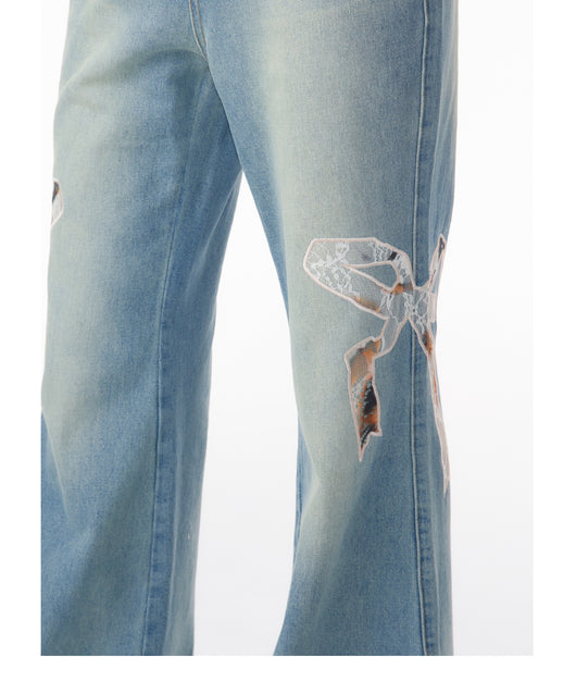 Jeans Rectos de Talle Alto con Detalle de Moño - Image 37