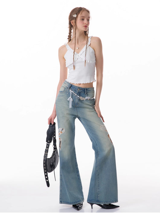 Jeans Rectos de Talle Alto con Detalle de Moño - Image 52