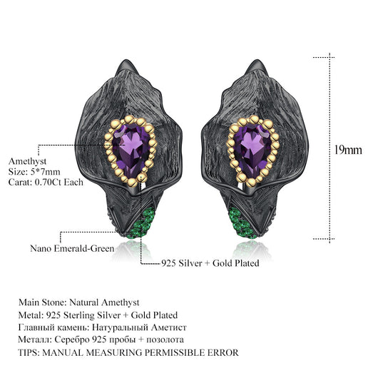 Conjunto de Joyería Amatista en Forma de Flor - Plata 925 Plateada - Image 20