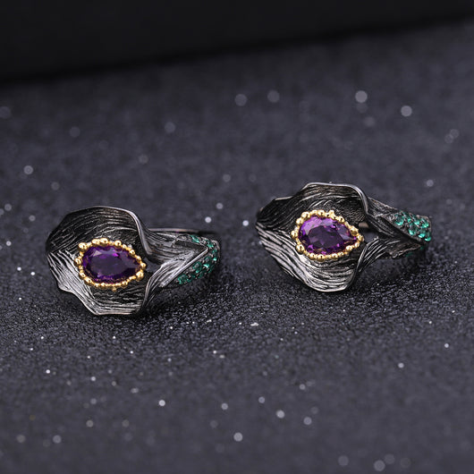 Conjunto de Joyería Amatista en Forma de Flor - Plata 925 Plateada - Image 21