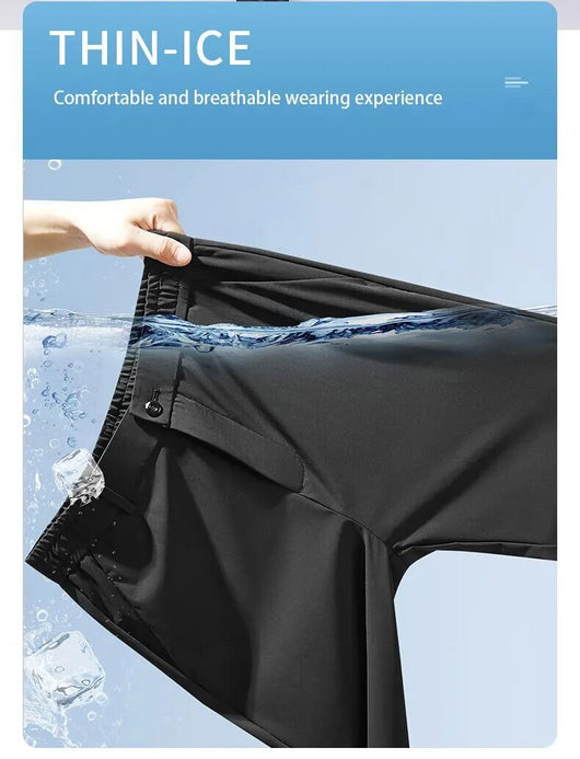 Pantalones Casuales para Hombre Ajuste Elástico Negocios Tela Ligera - Image 27