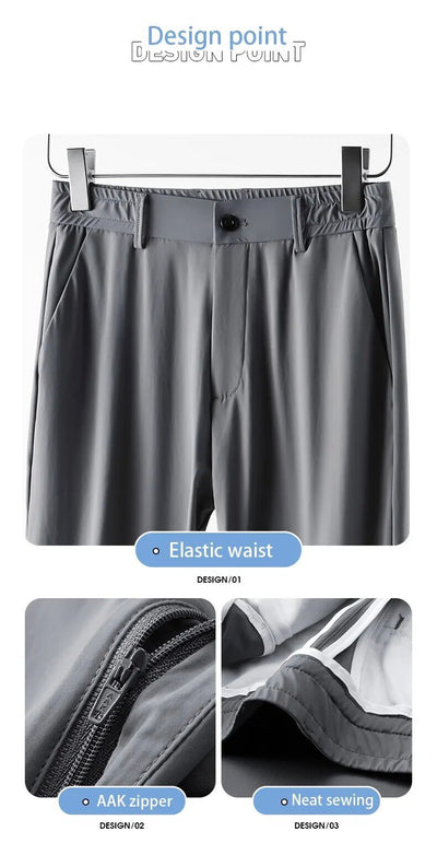 Pantalones Casuales para Hombre Ajuste Elástico Negocios Tela Ligera - Image 32