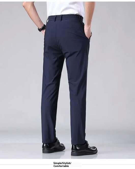 Pantalones Casuales para Hombre Ajuste Elástico Negocios Tela Ligera - Image 39