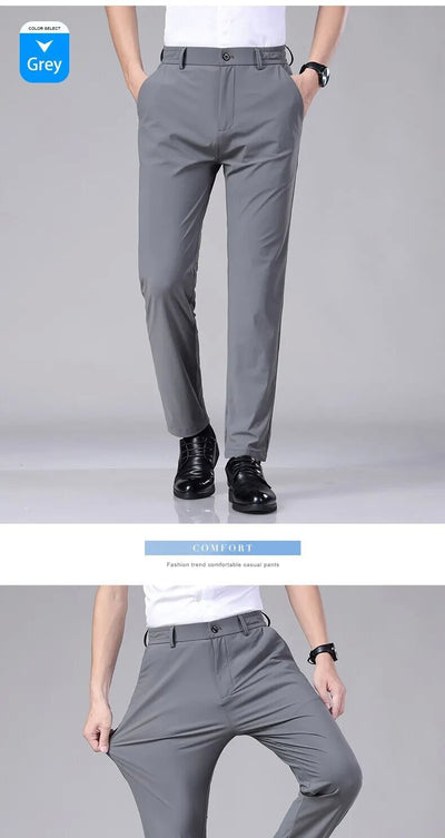 Pantalones Casuales para Hombre Ajuste Elástico Negocios Tela Ligera - Image 40