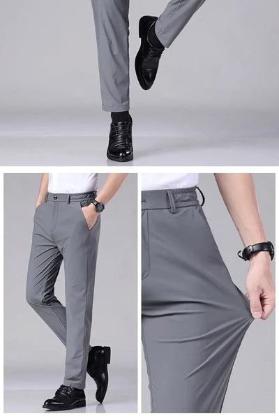 Pantalones Casuales para Hombre Ajuste Elástico Negocios Tela Ligera - Image 41