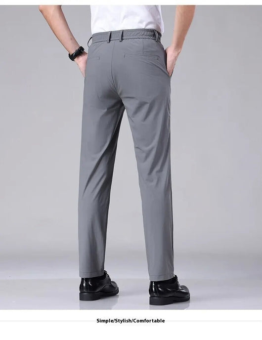 Pantalones Casuales para Hombre Ajuste Elástico Negocios Tela Ligera - Image 42