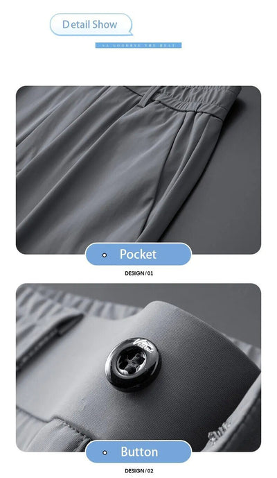 Pantalones Casuales para Hombre Ajuste Elástico Negocios Tela Ligera - Image 43
