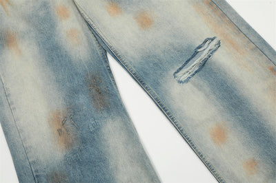 Jeans Rotos con Teñido Tie-Dye Estilo Americano para Hombre - Image 9