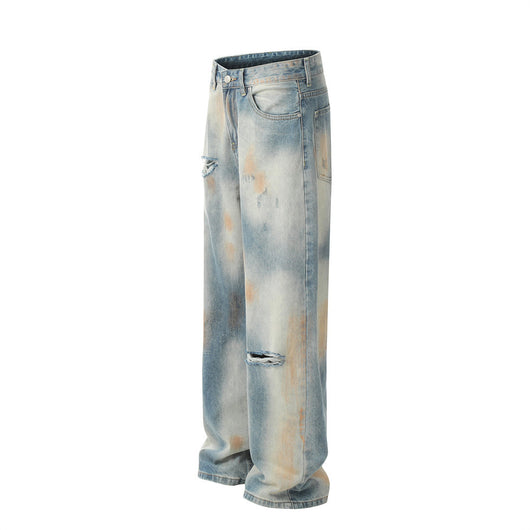 Jeans Rotos con Teñido Tie-Dye Estilo Americano para Hombre - Image 10