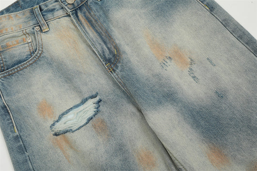 Jeans Rotos con Teñido Tie-Dye Estilo Americano para Hombre - Image 15