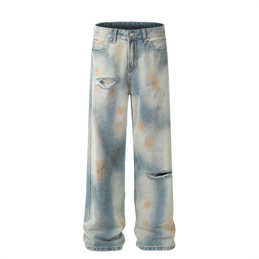 Jeans Rotos con Teñido Tie-Dye Estilo Americano para Hombre - Image 16