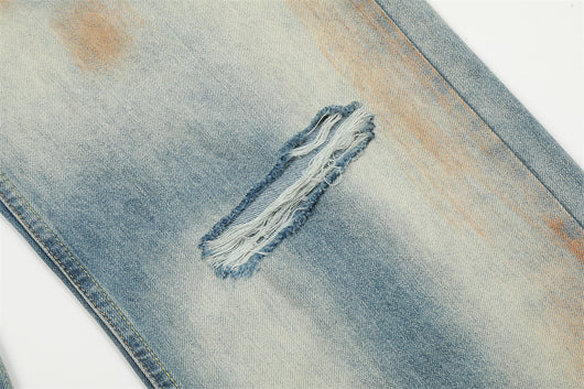 Jeans Rotos con Teñido Tie-Dye Estilo Americano para Hombre - Image 17