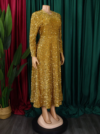 Vestido Formal Midi con Lentejuelas y Manga Larga para Mujer - Image 14