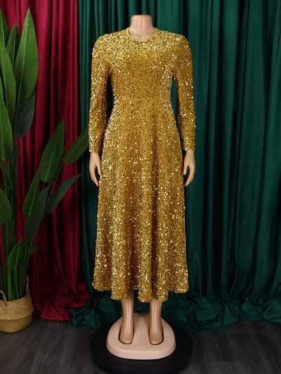 Vestido Formal Midi con Lentejuelas y Manga Larga para Mujer - Image 15