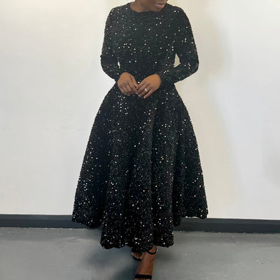 Vestido Formal Midi con Lentejuelas y Manga Larga para Mujer - Image 16