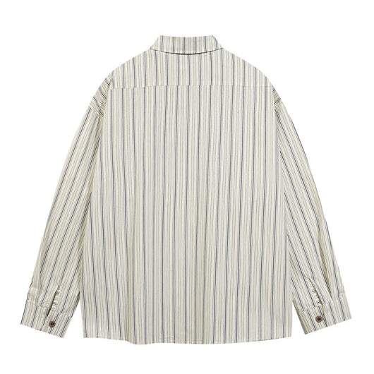 Camisa Manga Larga Estampado Letras con Rayas Verticales para Hombre - Image 36