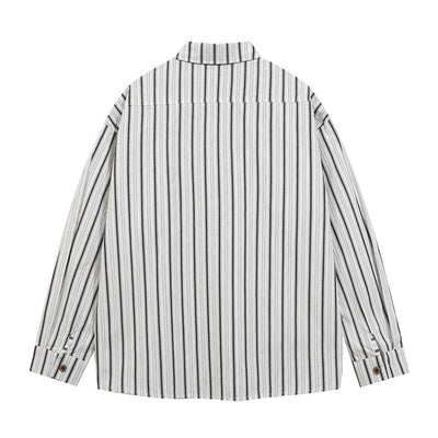 Camisa Manga Larga Estampado Letras con Rayas Verticales para Hombre - Image 41