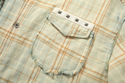 Camisa de Manga Larga Tie-Dye Cuadros Degradado para Hombre - Image 25