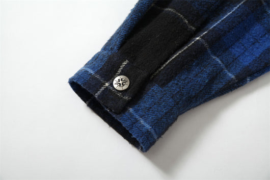 Camisa a Cuadros con Capucha Efecto Desgastado para Hombre - Image 20