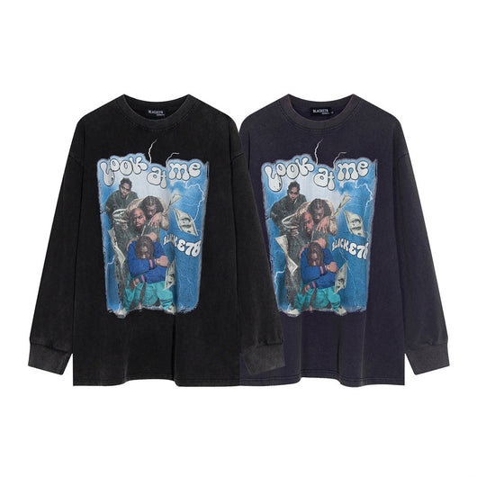 Camiseta Larga Punk Wash de Algodón Puro - Estilo Street Ins - Image 19