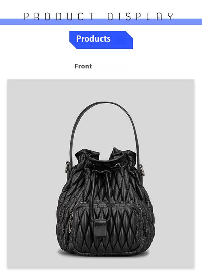 Bolso de Hombro Acolchado Nylon con Cordón y Diseño Rombo - Image 24