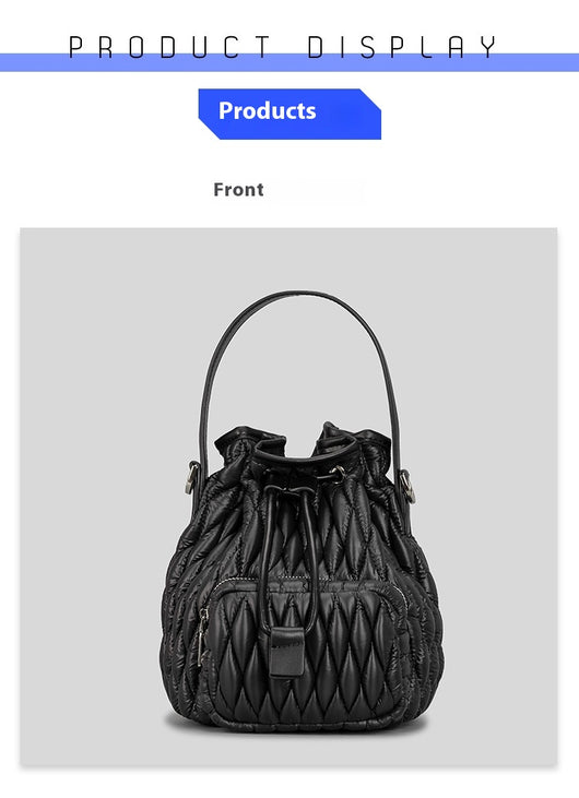 Bolso de Hombro Acolchado Nylon con Cordón y Diseño Rombo - Image 24