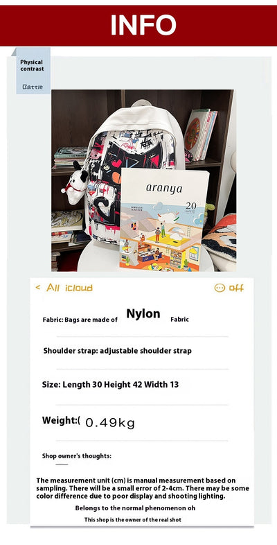 Mochila para Chicas Estilo Harajuku con Graffiti Personalizado, Simple y Versátil - Image 10