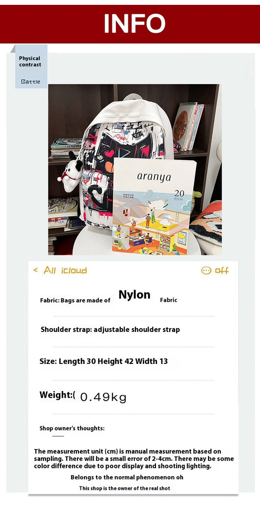 Mochila para Chicas Estilo Harajuku con Graffiti Personalizado, Simple y Versátil - Image 10