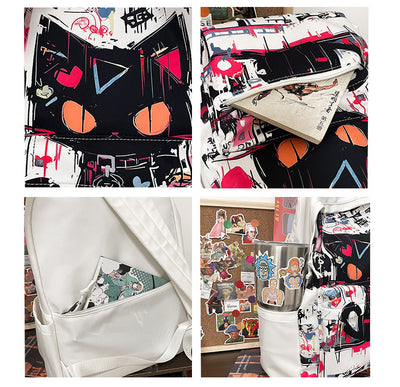 Mochila para Chicas Estilo Harajuku con Graffiti Personalizado, Simple y Versátil - Image 15