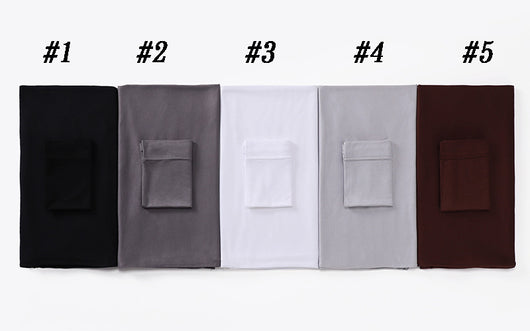Black minimalist modal bottom hat integrated scarf, folded neatly on a white background. - Image 41