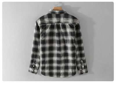 Camisa Cuadriculada de Algodón Cepillado - Estilo Retro Casual - Image 34