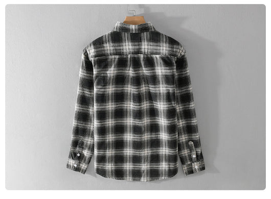 Camisa Cuadriculada de Algodón Cepillado - Estilo Retro Casual - Image 34